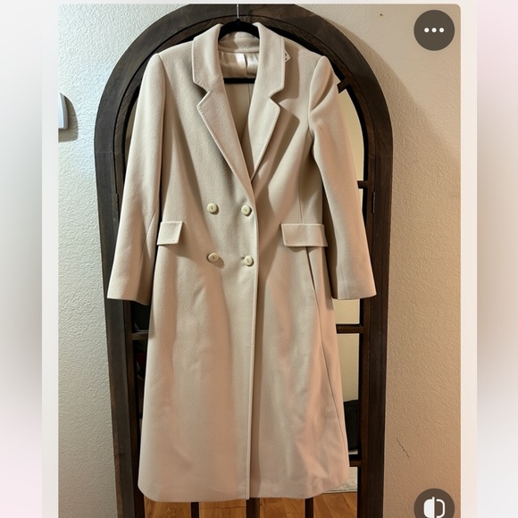 Rare high end CASHMERE Vintage Cream Double-Breasted cashmere Women's Coat - Picture 2 of 3